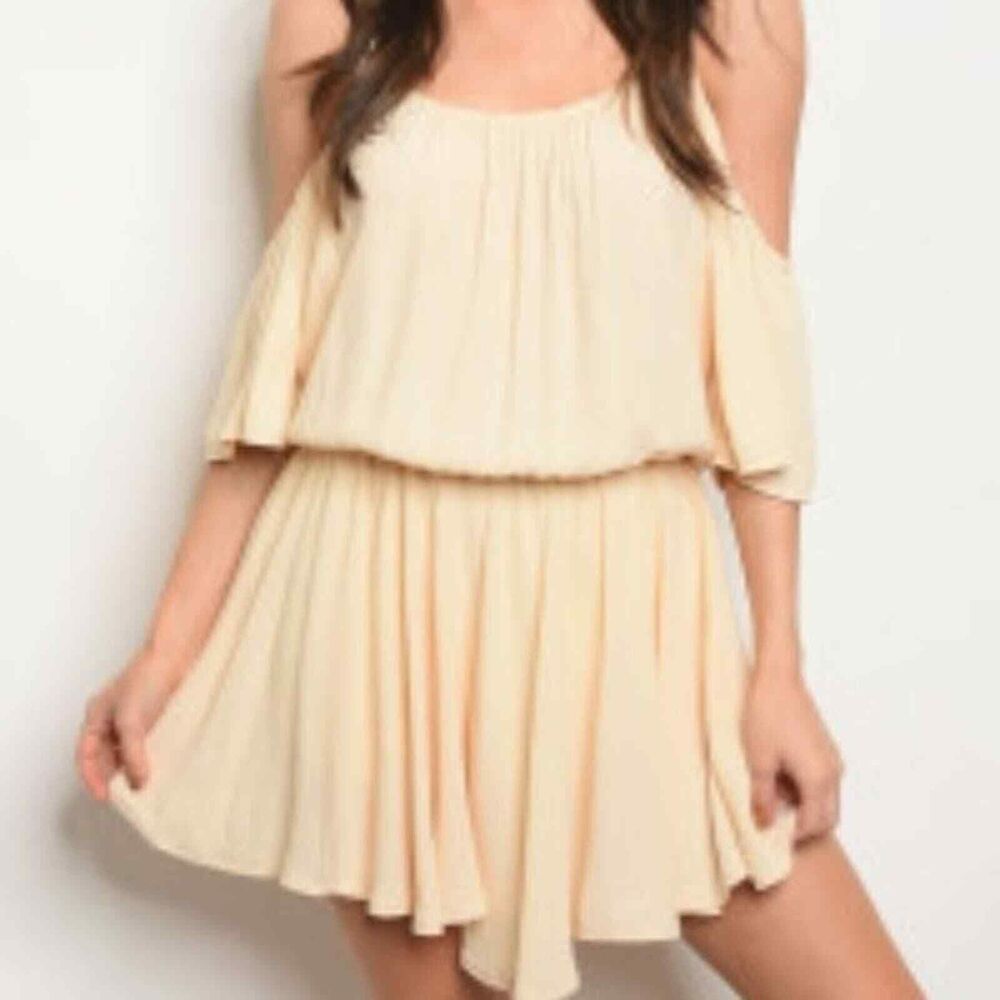 Sage Cream cold shoulder summer Romper women size small